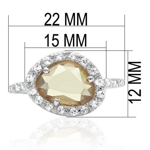 LO2060 - Rhodium Brass Ring with AAA Grade CZ in Champagne