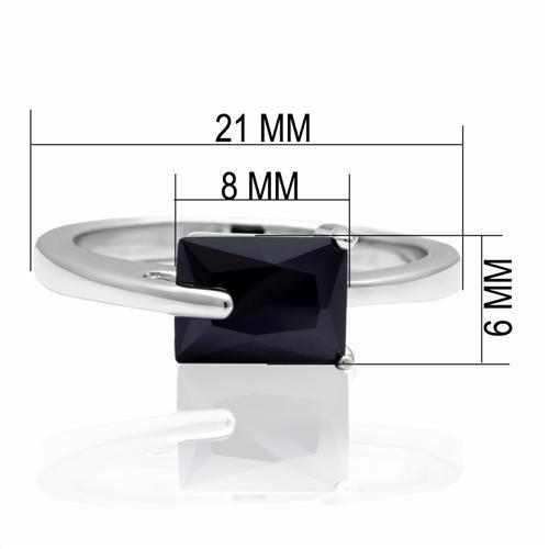 LO2066 - Rhodium Brass Ring with AAA Grade CZ in Jet