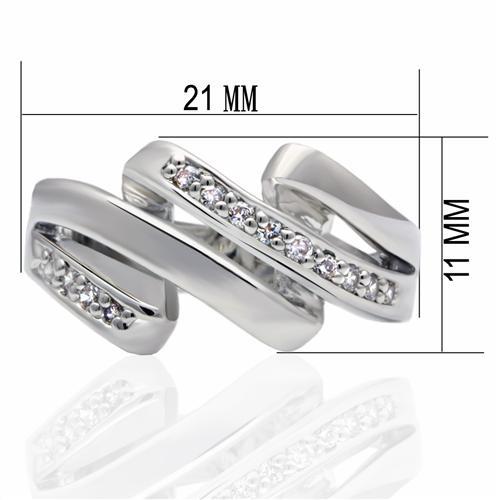 LO2068 - Rhodium Brass Ring with AAA Grade CZ in Clear