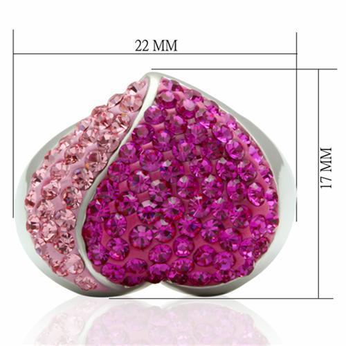 LO2082 - Rhodium Brass Ring with Top Grade Crystal in Multi Color