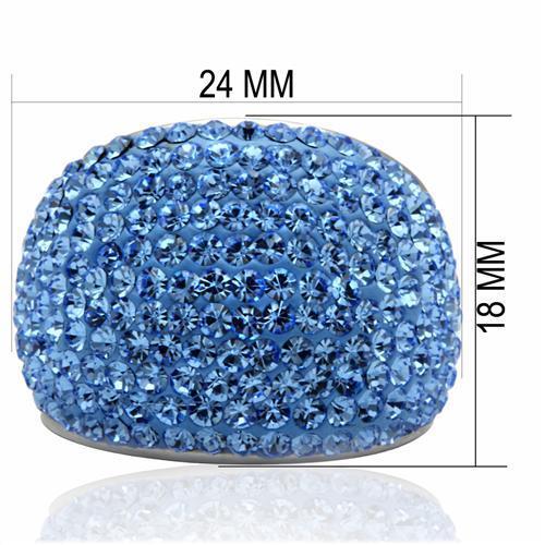 LO2083 - Rhodium Brass Ring with Top Grade Crystal in Light Sapphire