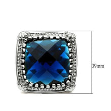 LO2089 - Rhodium Brass Ring with Synthetic Cat Eye in Montana