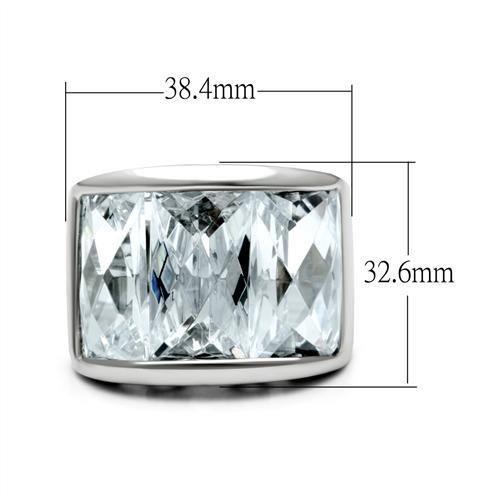 LO2092 - Rhodium Brass Ring with AAA Grade CZ in Clear