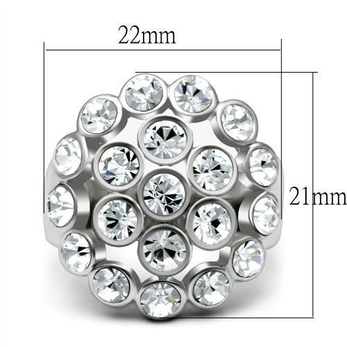 LO2096 - Rhodium Brass Ring with Top Grade Crystal in Clear