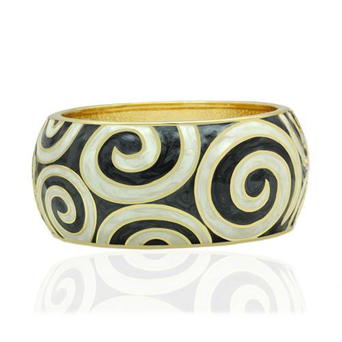 LO2126 - Flash Gold White Metal Bangle with Epoxy in No Stone