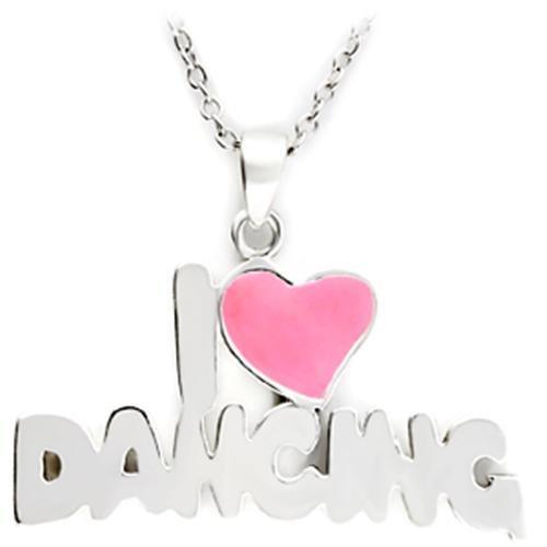 LO221 - Silver Brass Pendant with Epoxy in Rose