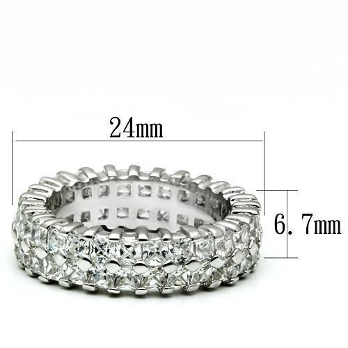 LO2431 - Rhodium Brass Ring with AAA Grade CZ in Clear