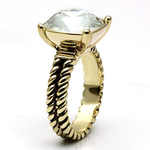 LO2447 - Gold Brass Ring with AAA Grade CZ in Clear