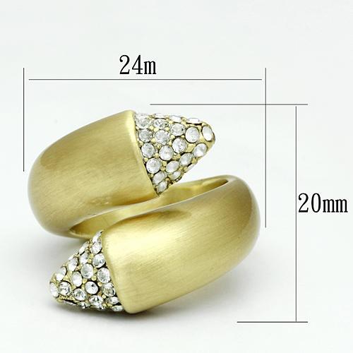 LO2466 - Gold & Brush Brass Ring with Top Grade Crystal in Clear
