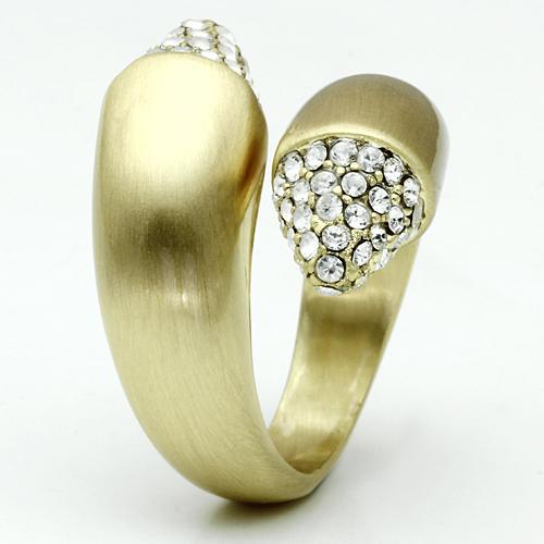 LO2466 - Gold & Brush Brass Ring with Top Grade Crystal in Clear