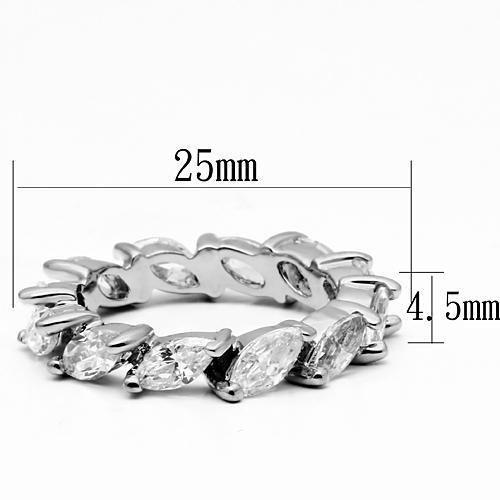 LO2469 - Rhodium Brass Ring with AAA Grade CZ in Clear