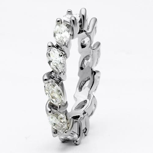 LO2469 - Rhodium Brass Ring with AAA Grade CZ in Clear