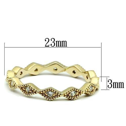 LO2477 - Gold Brass Ring with AAA Grade CZ in Clear