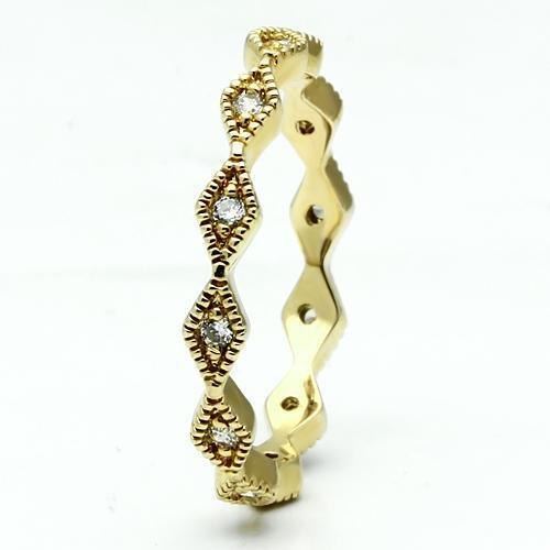 LO2477 - Gold Brass Ring with AAA Grade CZ in Clear