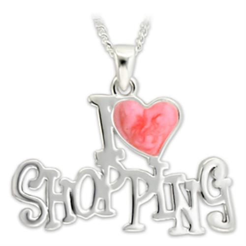 LO1184 - Silver Brass Pendant with Epoxy in Rose