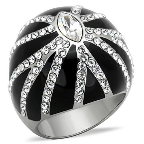 TK1679 - High polished (no plating) Stainless Steel Ring with Top Grade Crystal in Clear