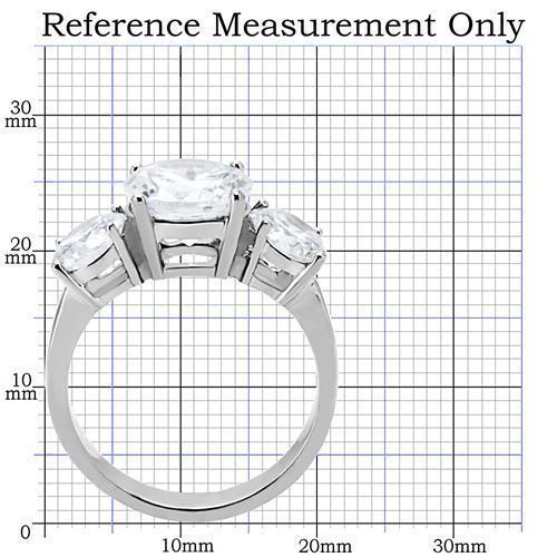 TK168 - High polished (no plating) Stainless Steel Ring with AAA Grade CZ in Clear