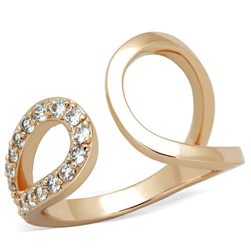 TK1694 - IP Rose Gold(Ion Plating) Stainless Steel Ring with AAA Grade CZ in Clear
