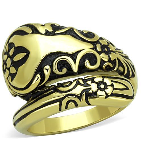 TK1713 - IP Gold(Ion Plating) Stainless Steel Ring with Epoxy in Jet