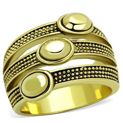 TK1718 - IP Gold(Ion Plating) Stainless Steel Ring with Epoxy in Jet