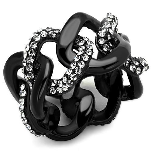 TK1731 - IP Black(Ion Plating) Stainless Steel Ring with Top Grade Crystal in Black Diamond