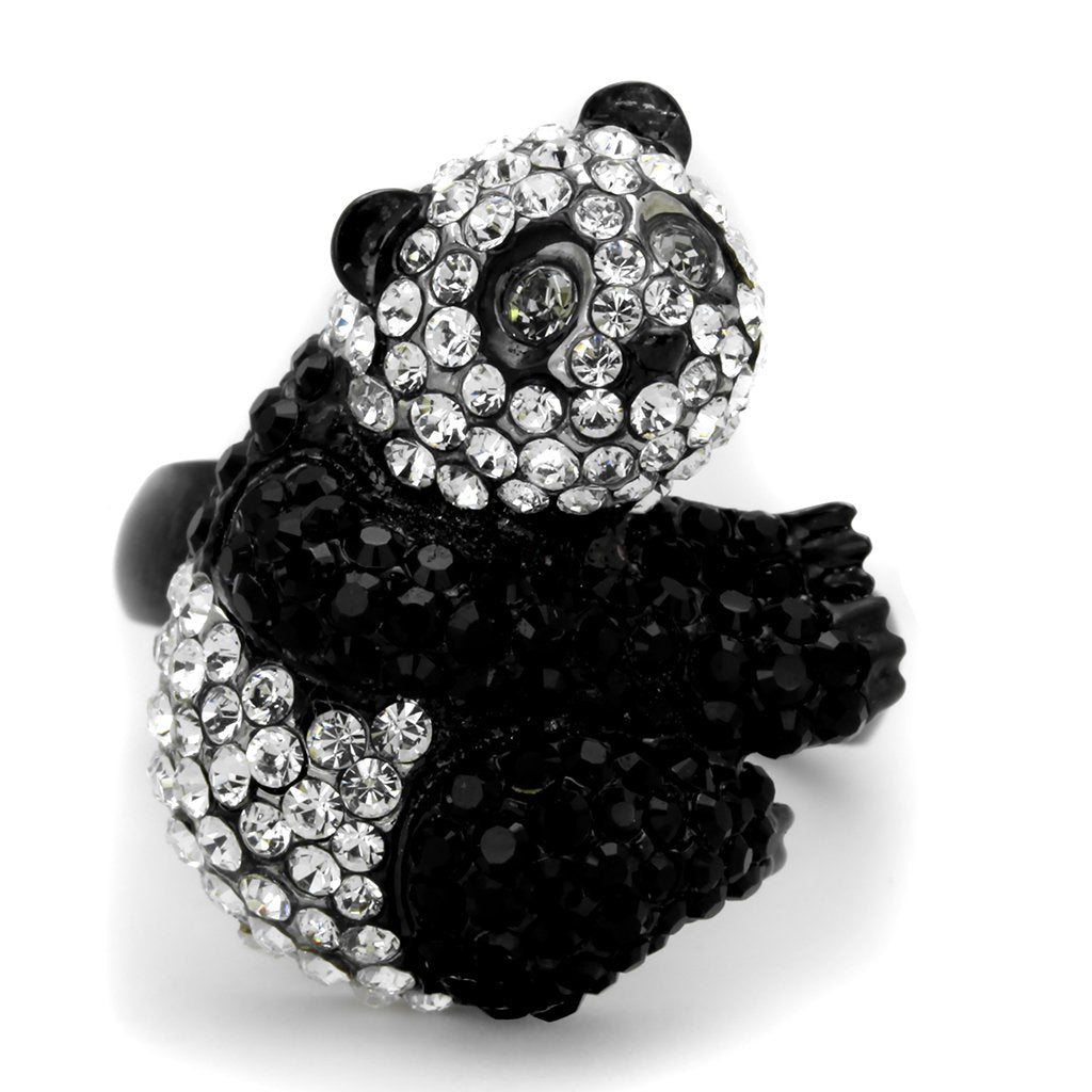 TK1735 - Two-Tone IP Black Stainless Steel Ring with Top Grade Crystal in Black Diamond