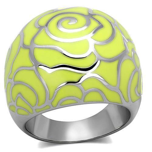 TK1740 - High polished (no plating) Stainless Steel Ring with Epoxy in Citrine Yellow