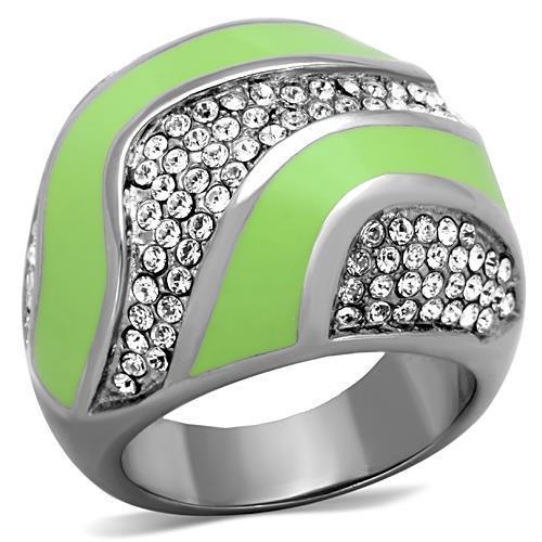 TK1741 - High polished (no plating) Stainless Steel Ring with Top Grade Crystal in Clear