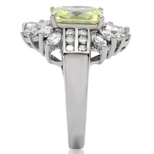 TK176 - High polished (no plating) Stainless Steel Ring with AAA Grade CZ in Apple Green color