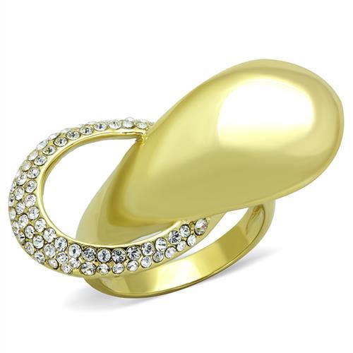 TK1782 - IP Gold(Ion Plating) Stainless Steel Ring with Top Grade Crystal in Clear