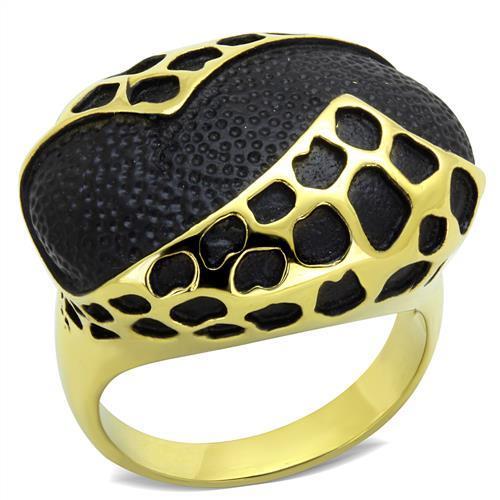 TK1784 - IP Gold(Ion Plating) Stainless Steel Ring with Epoxy in Jet