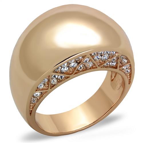 TK1798 - IP Rose Gold(Ion Plating) Stainless Steel Ring with Top Grade Crystal in Clear