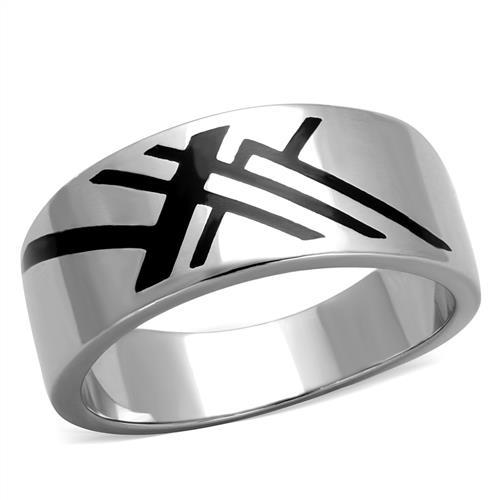TK1800 - High polished (no plating) Stainless Steel Ring with Epoxy in Jet