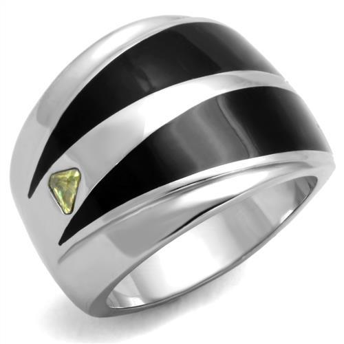 TK1815 - High polished (no plating) Stainless Steel Ring with AAA Grade CZ in Topaz