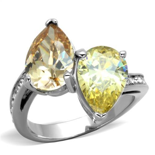 TK1820 - High polished (no plating) Stainless Steel Ring with AAA Grade CZ in Multi Color