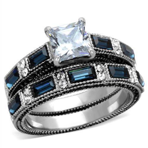 TK1829 - High polished (no plating) Stainless Steel Ring with AAA Grade CZ in Clear
