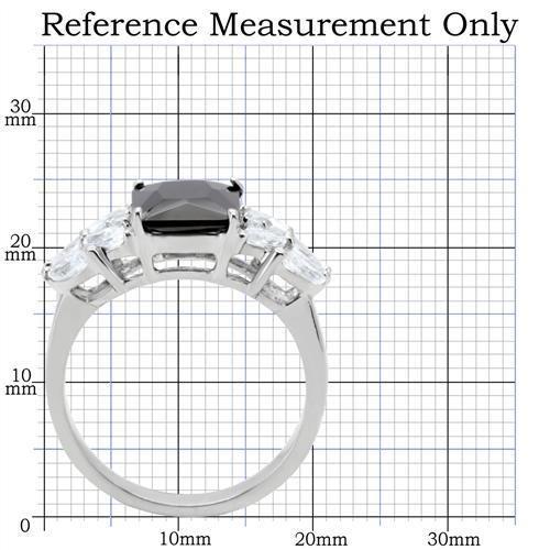 TK182 - High polished (no plating) Stainless Steel Ring with AAA Grade CZ in Jet