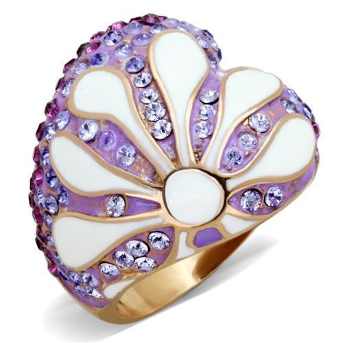 TK1850 - IP Rose Gold(Ion Plating) Stainless Steel Ring with Top Grade Crystal in Multi Color