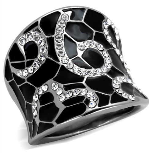 TK1853 - High polished (no plating) Stainless Steel Ring with Top Grade Crystal in Clear
