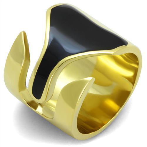 TK1860 - IP Gold(Ion Plating) Stainless Steel Ring with Epoxy in Jet