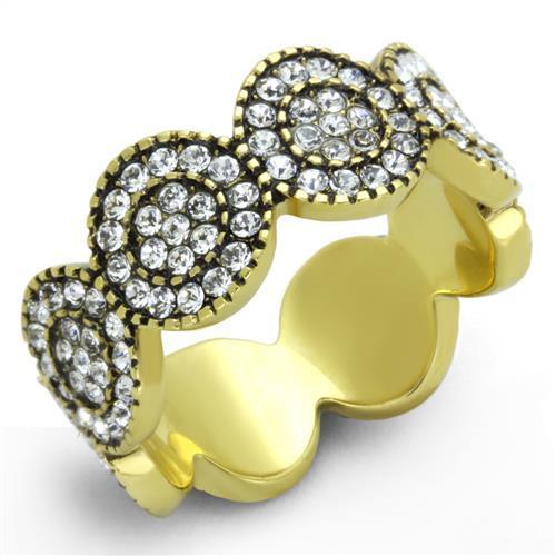 TK1875 - IP Gold(Ion Plating) Stainless Steel Ring with Top Grade Crystal in Clear