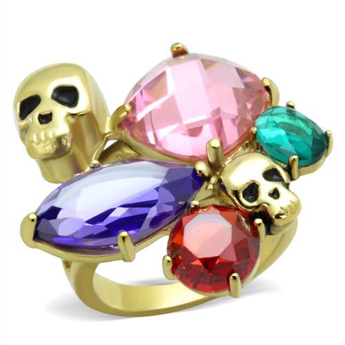 TK1888 - IP Gold(Ion Plating) Stainless Steel Ring with AAA Grade CZ in Multi Color