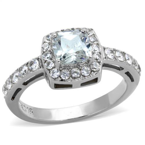 TK1899N - High-Polished Stainless Steel Ring with AAA Grade CZ in Clear