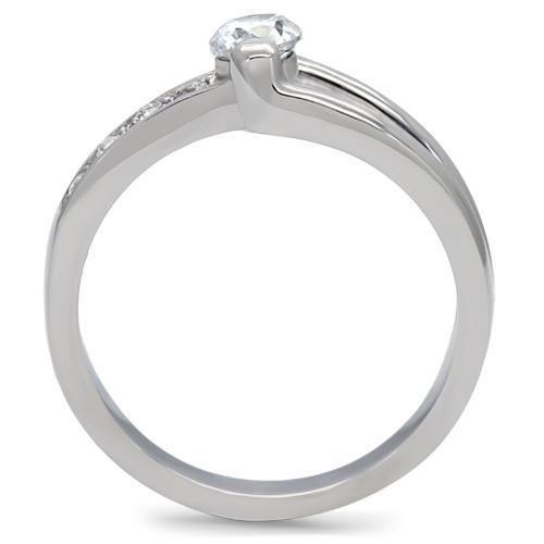TK190 - High polished (no plating) Stainless Steel Ring with AAA Grade CZ in Clear