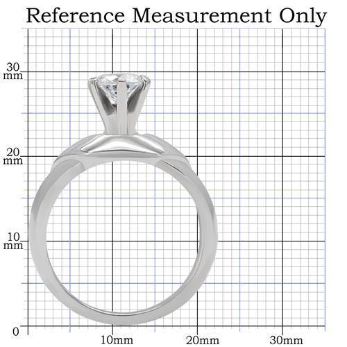 TK191 - High polished (no plating) Stainless Steel Ring with AAA Grade CZ in Clear