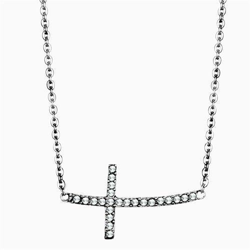 TK1931 - High polished (no plating) Stainless Steel Necklace with Top Grade Crystal in Clear