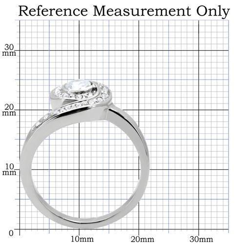 TK195 - High polished (no plating) Stainless Steel Ring with AAA Grade CZ in Clear