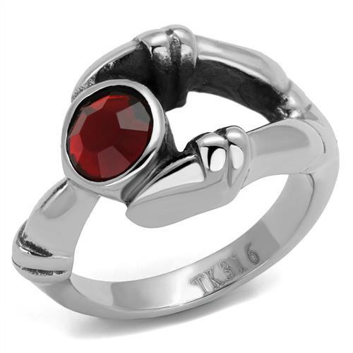 TK1970 - High polished (no plating) Stainless Steel Ring with Top Grade Crystal in Siam