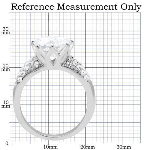 TK197 - High polished (no plating) Stainless Steel Ring with AAA Grade CZ in Clear