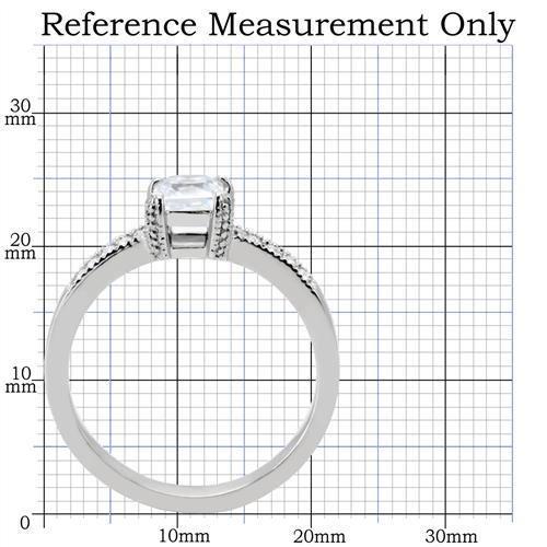 TK199 - High polished (no plating) Stainless Steel Ring with AAA Grade CZ in Clear